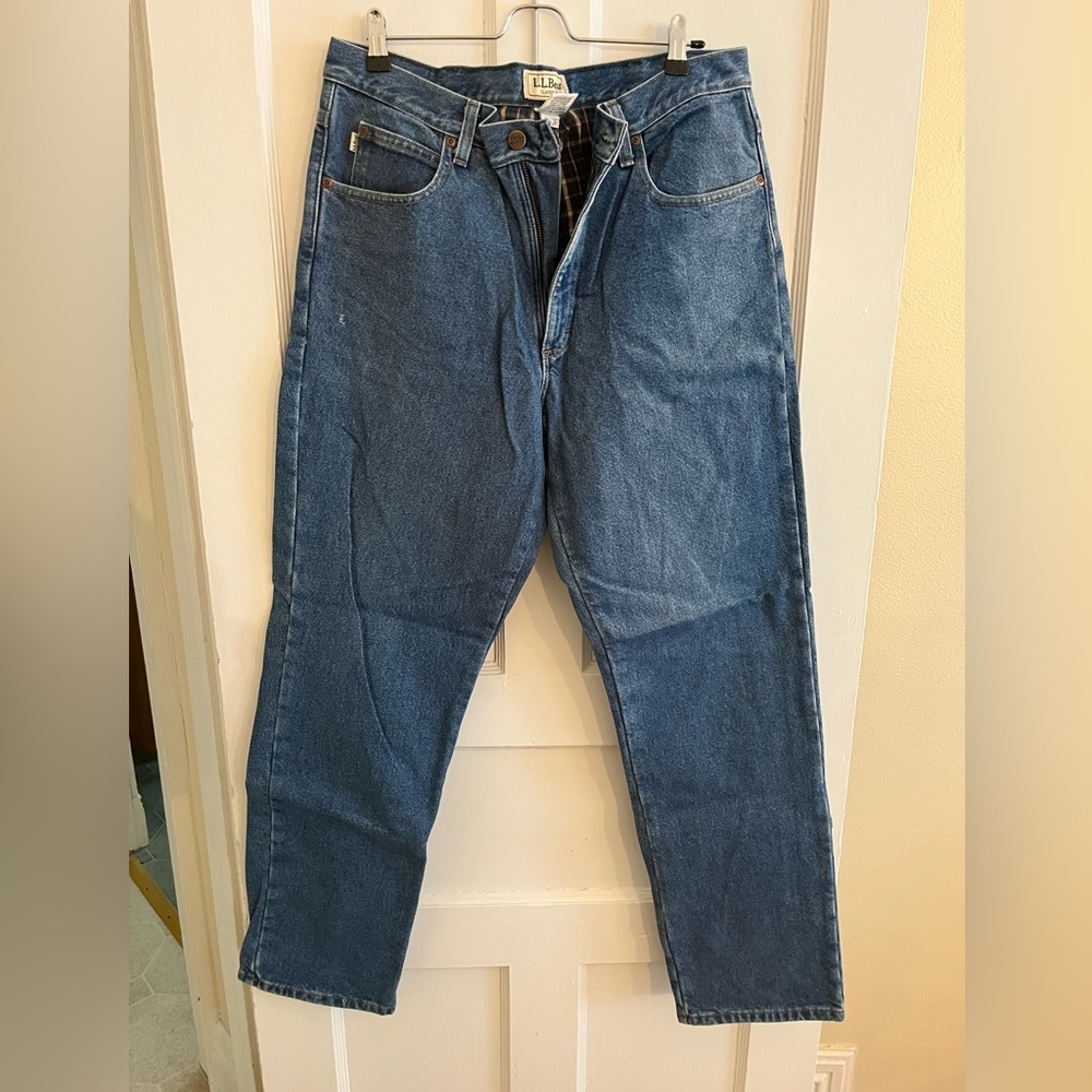 LL Bean Flannel-Lined Jeans - Size 35x32